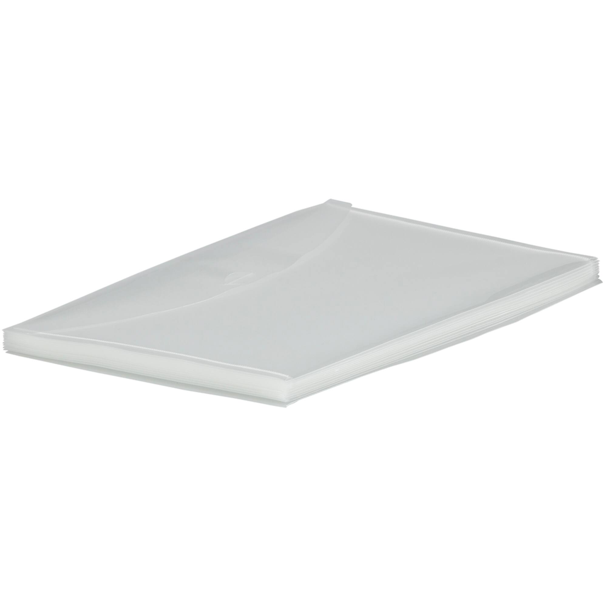 JAM Paper 9" x 14.25" Clear Plastic Tuck Flap Closure Envelopes, 12ct.